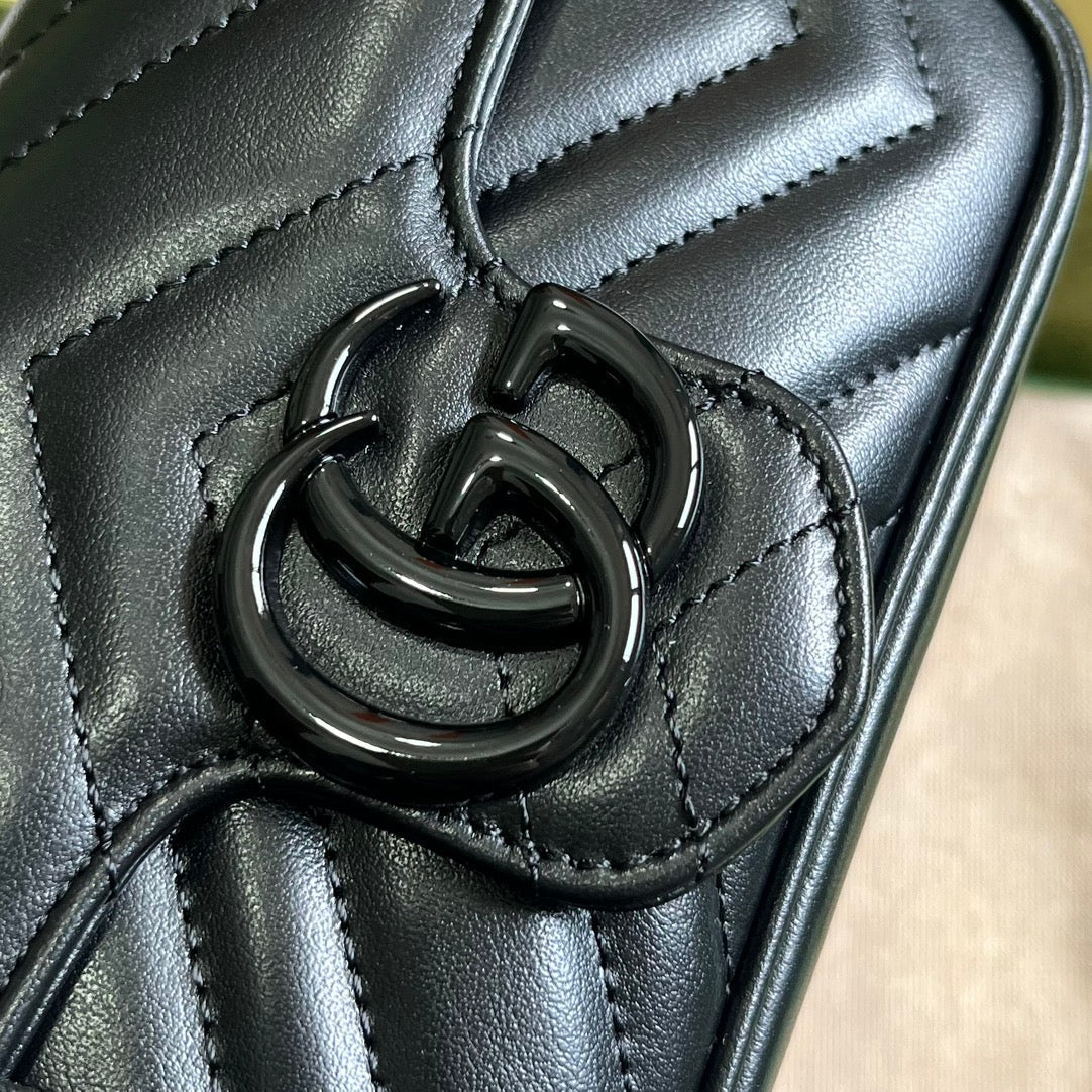 GUCCI GG Marmont Belt Bag In Black 476433 Size 16.5x10x4.4 cm