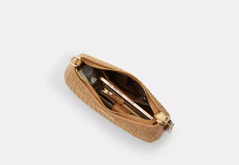 Coach Straw Teri Shoulder Bag With Charm